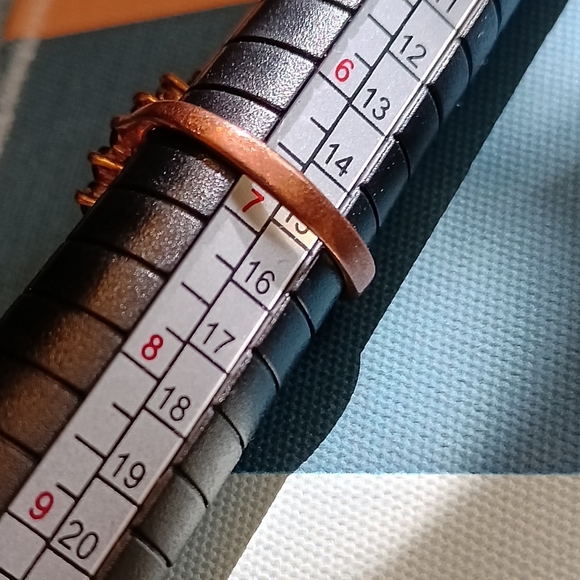 Vintage Red Garnet Gold Tone Sterling Silver Ring - Picture 5 of 5